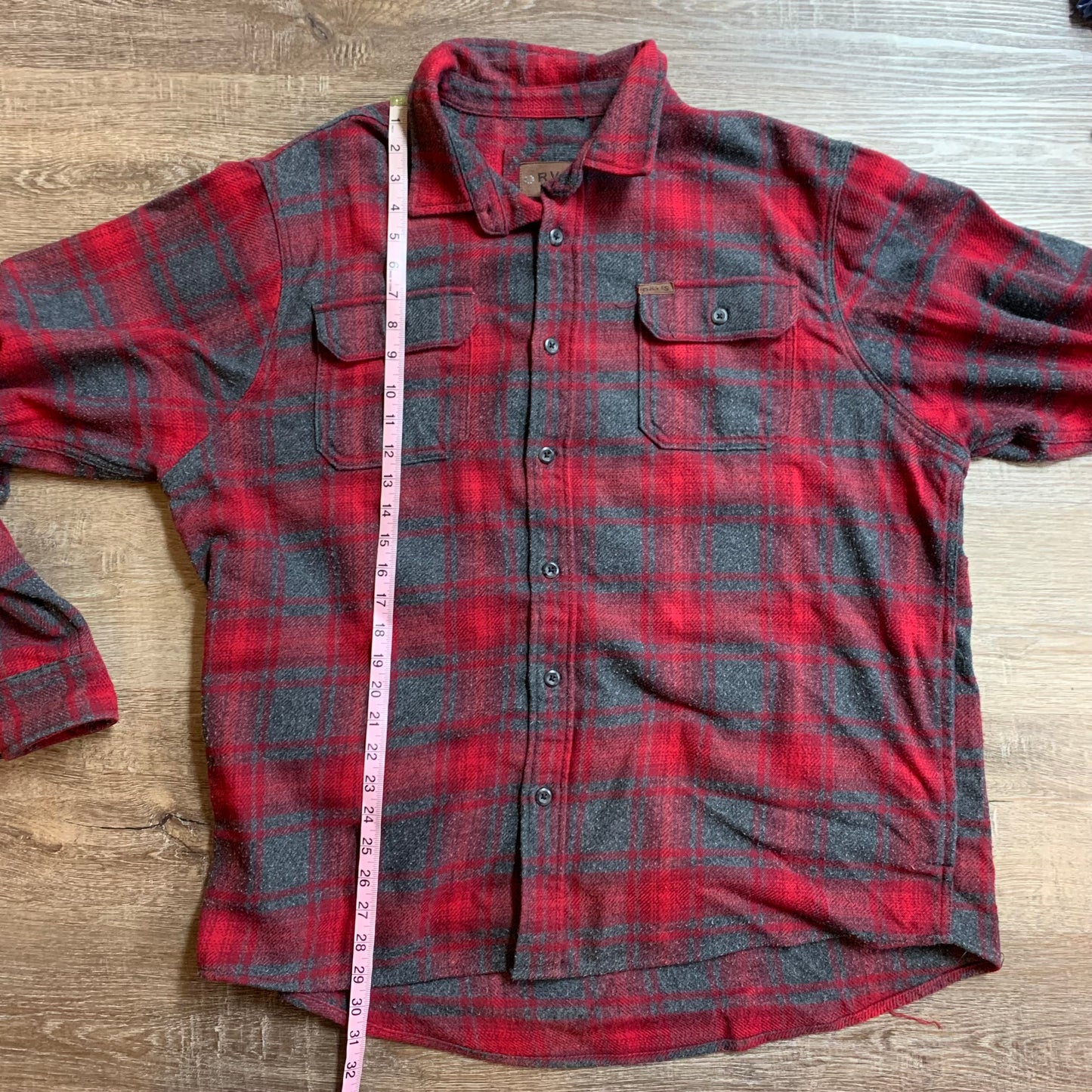 Orvis Mens Red and Grey Plaid Jacket Size 2XL