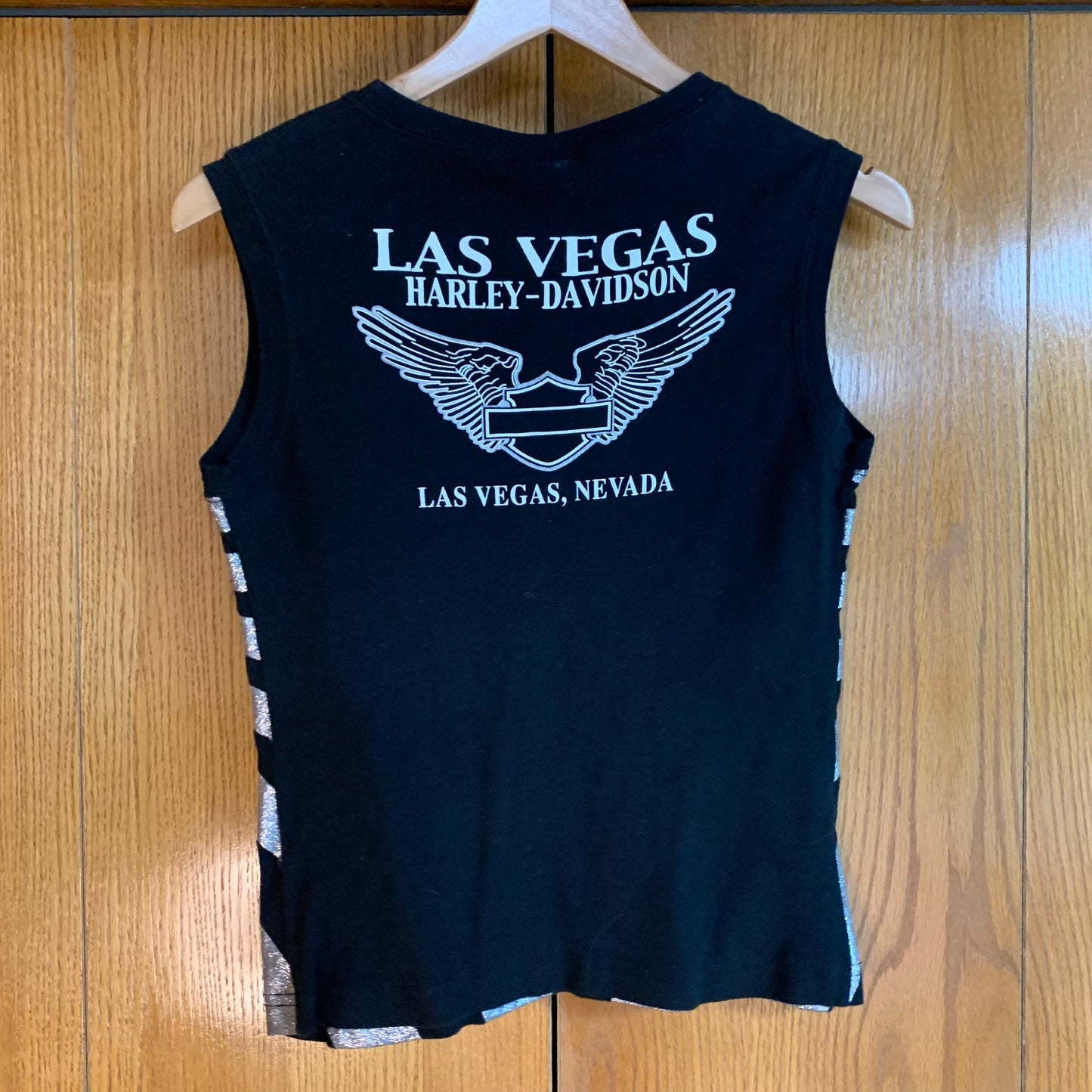 Harley Davidson Silver and Black Las Vegas Tanktop Size Medium