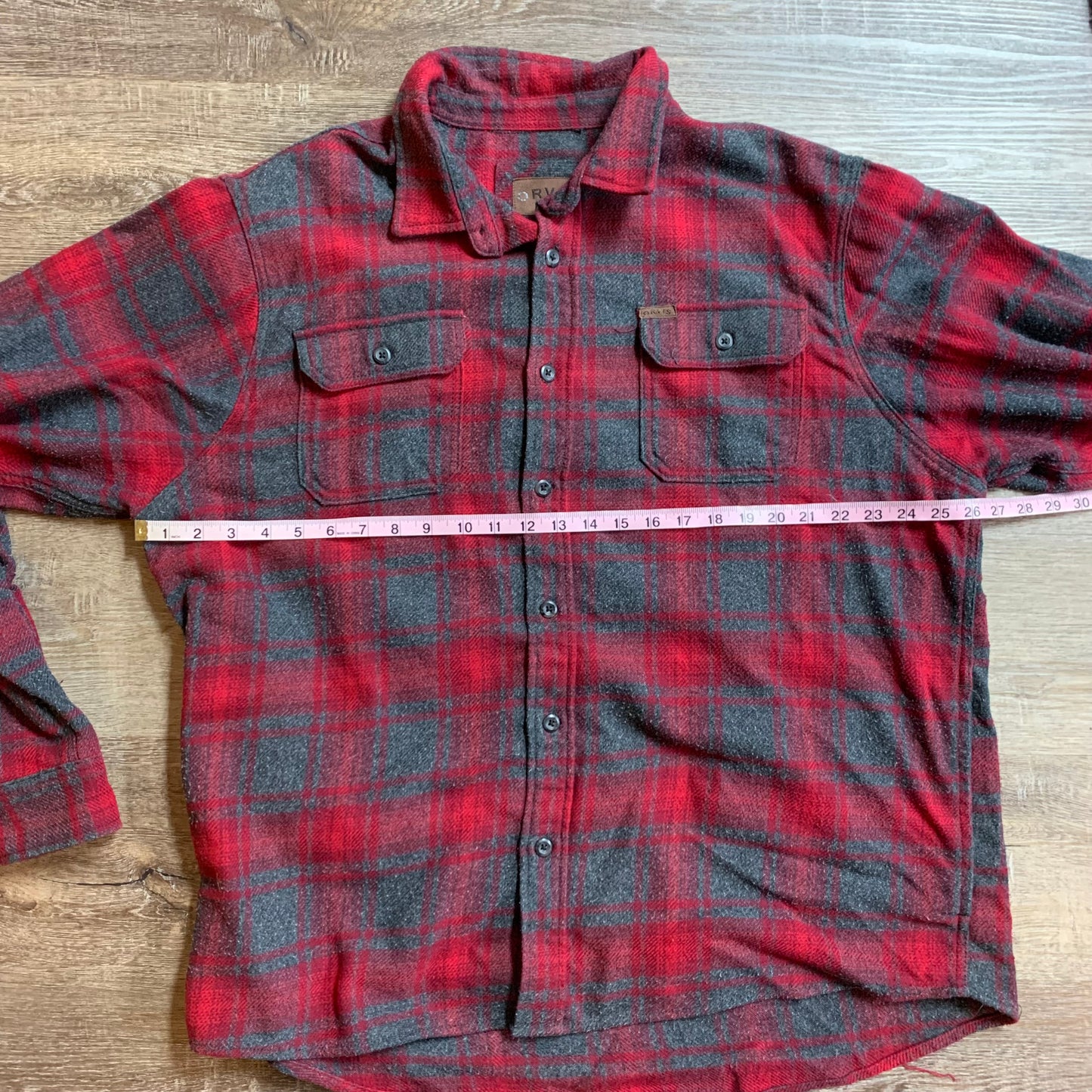 Orvis Mens Red and Grey Plaid Jacket Size 2XL