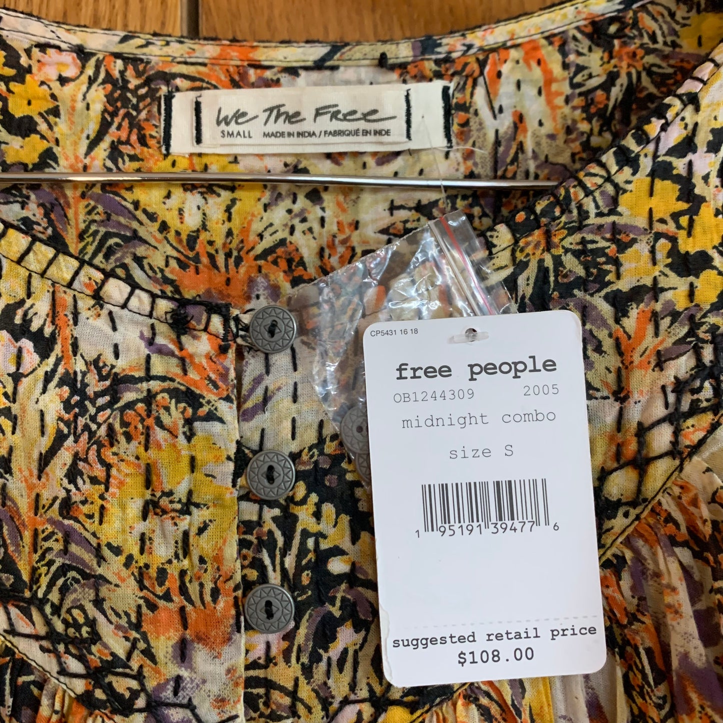 Free People NWT Midnight Combo Blouse Size Small