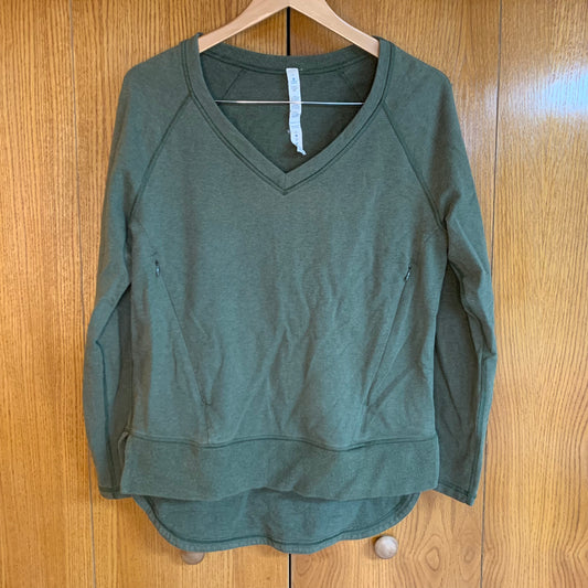 Lululemon After Asana Pullover Heathered Fatigue Green Size 6