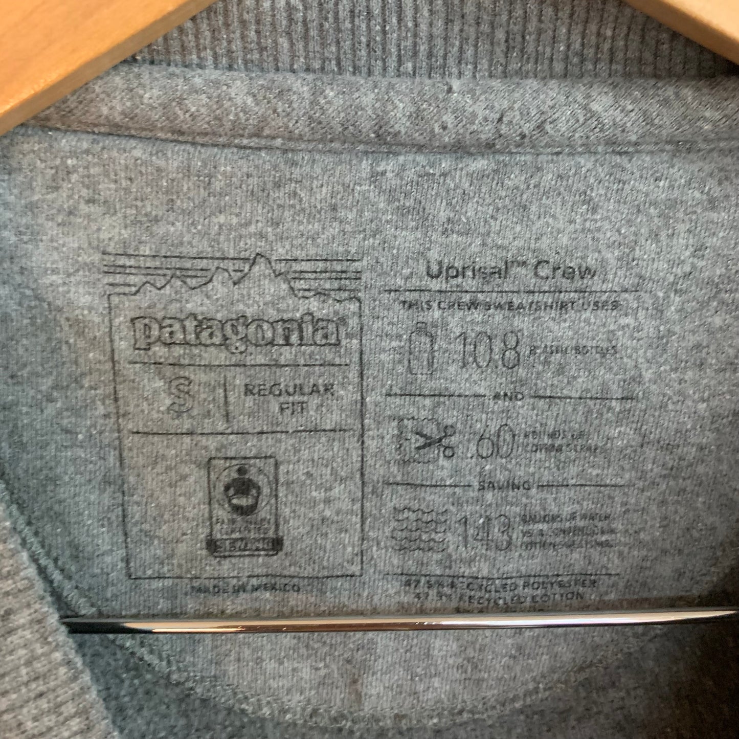 Patagonia Uprisal Crewneck Gray Pullover Size Small