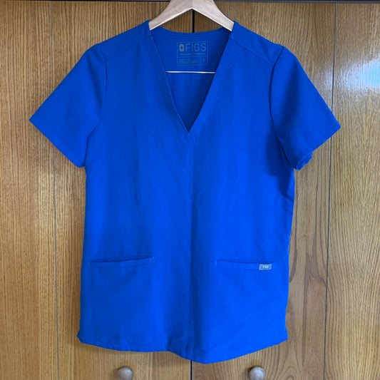 Figs Technical Collection Bright Blue Scrub Top Size Small