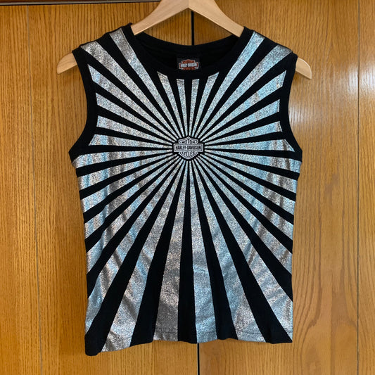 Harley Davidson Silver and Black Las Vegas Tanktop Size Medium