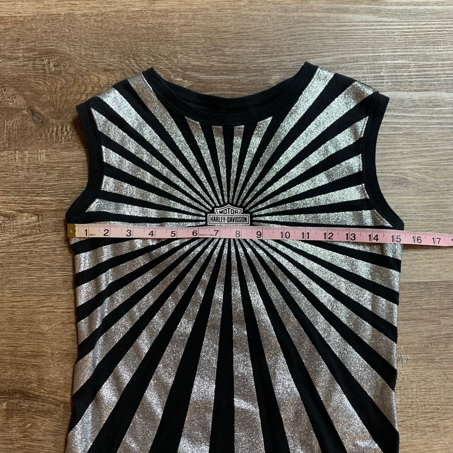 Harley Davidson Silver and Black Las Vegas Tanktop Size Medium
