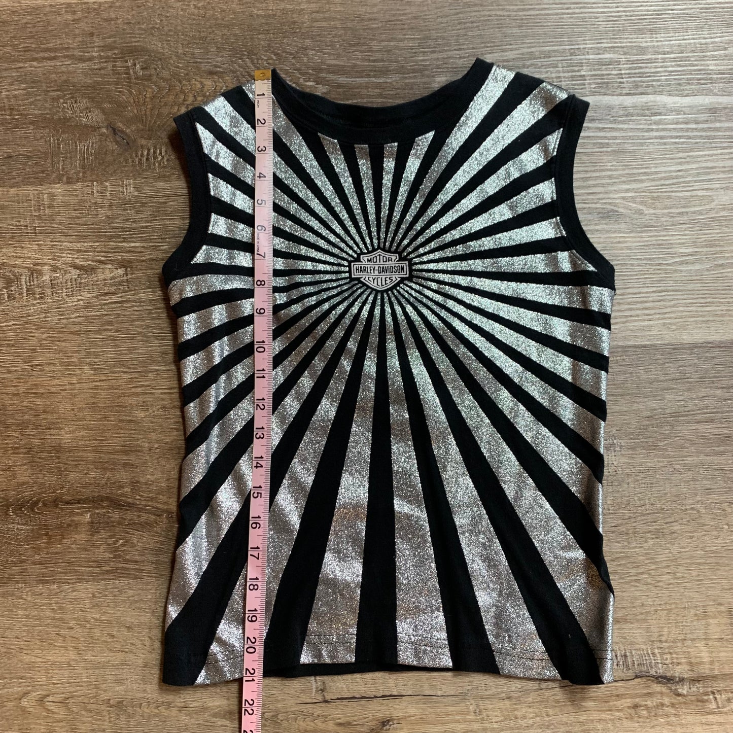 Harley Davidson Silver and Black Las Vegas Tanktop Size Medium