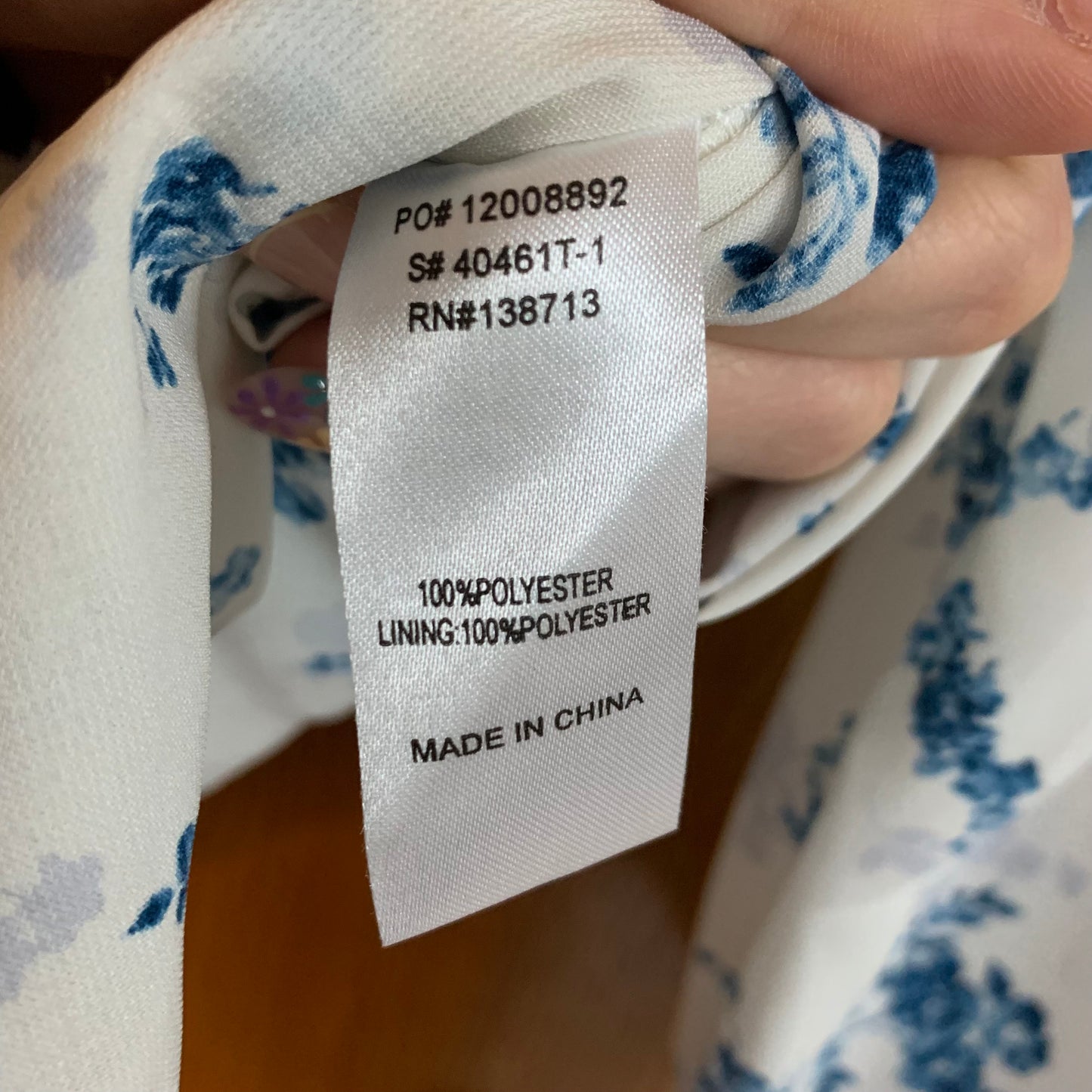 Floral Blue and White Blouse Size Medium